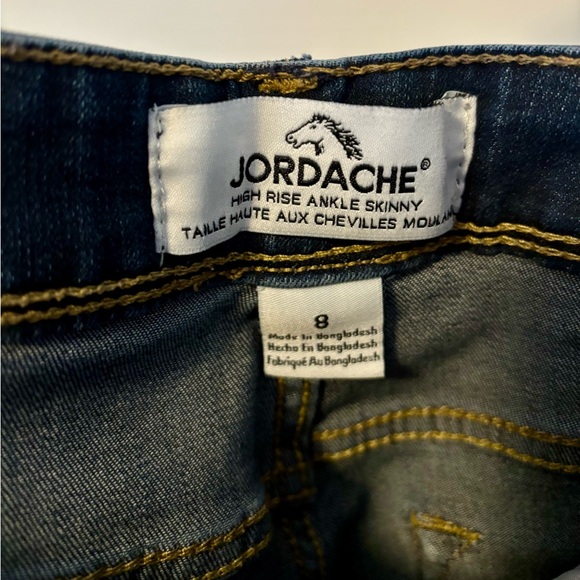 Vintage Jordache Dark Blue Skinny Jeans with Red Accents - Picture 6 of 9